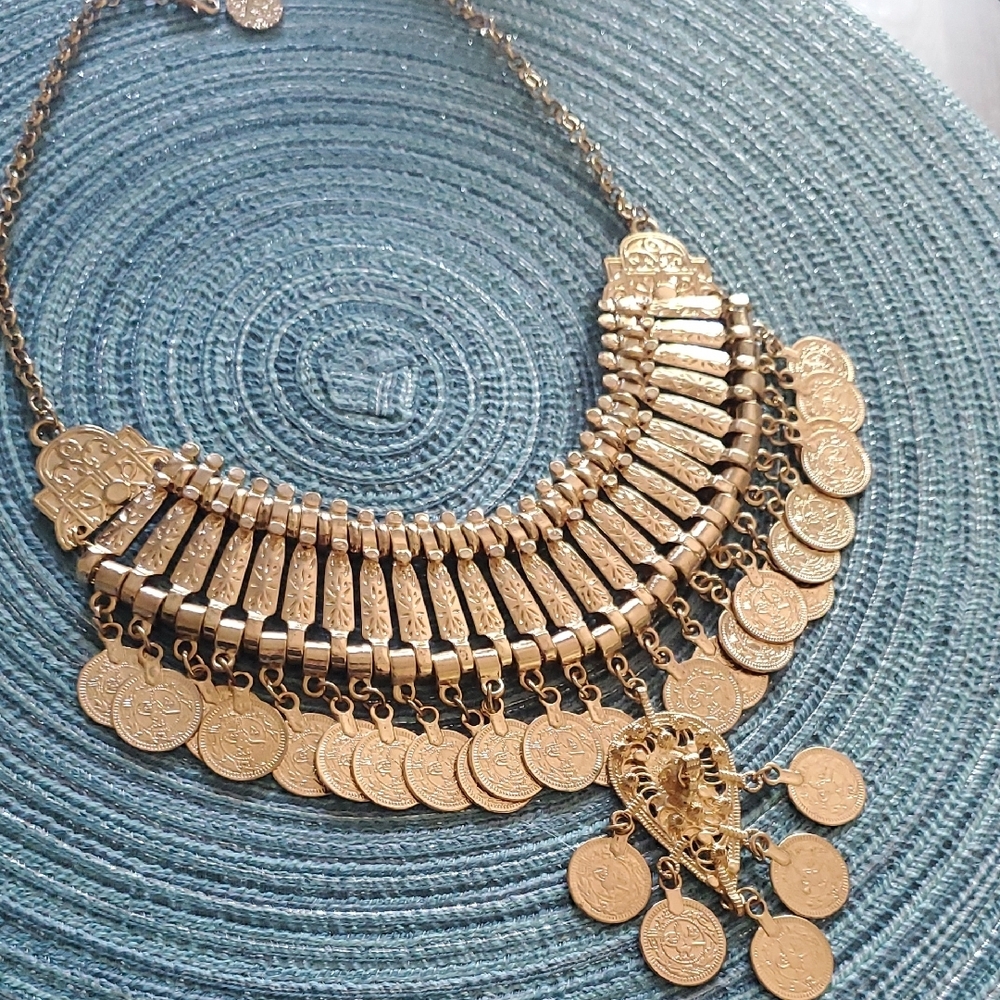 Gold Coin Statement Necklace